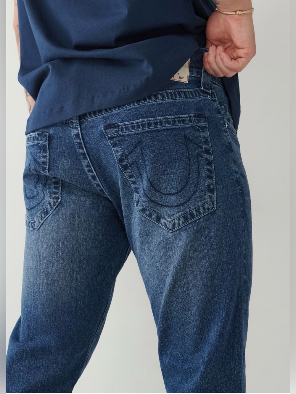 True Religion Ricky SN Flap Relaxed Straight Jeans Dark Denim Sz. 32x32 $159